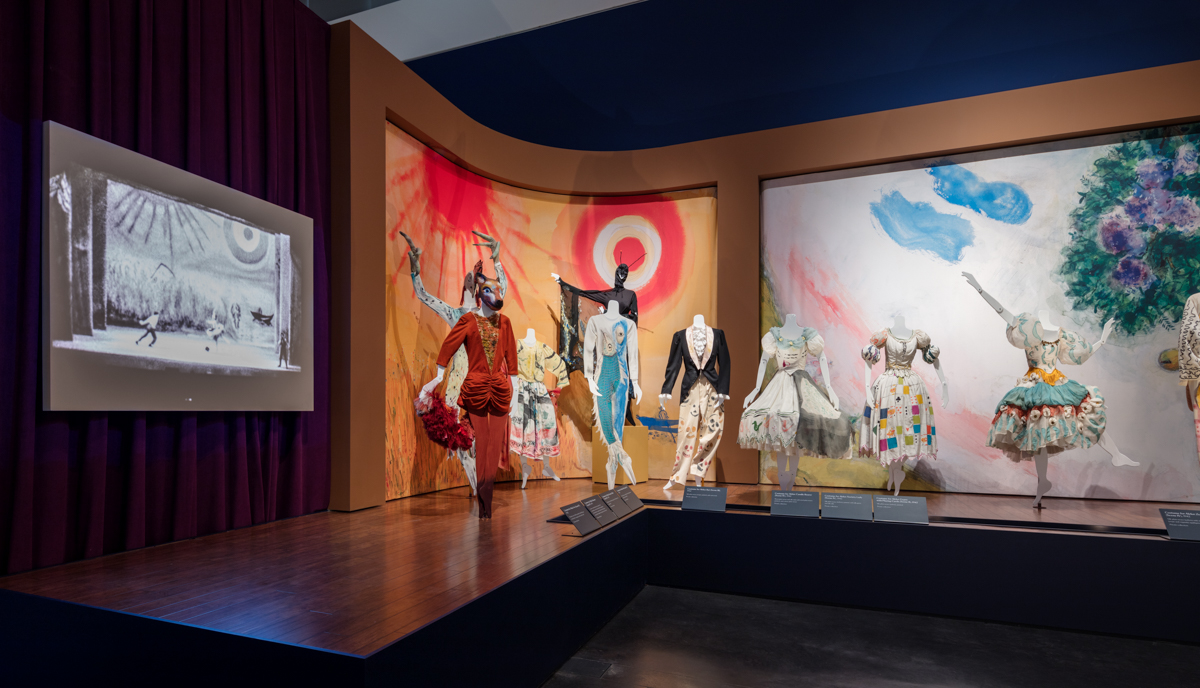 Installation view: "Chagall: Fantasies for the Stage,: from "Aleko,"